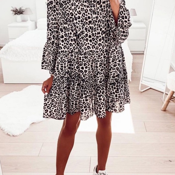 HP💝Leopard print neck swing mini dress - Picture 2 of 2